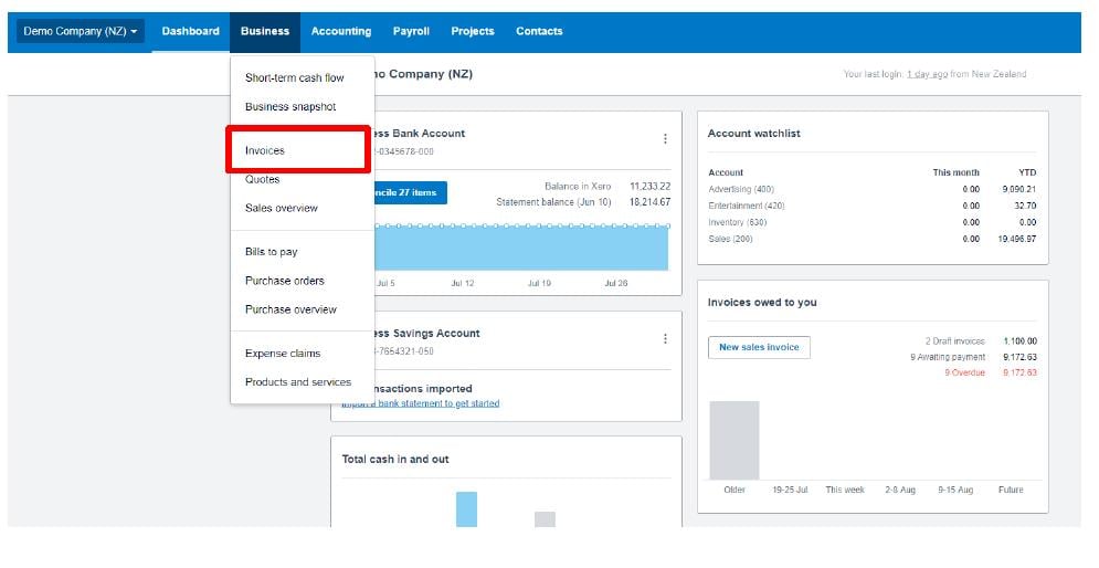 how-to-create-invoices-in-xero-step-1