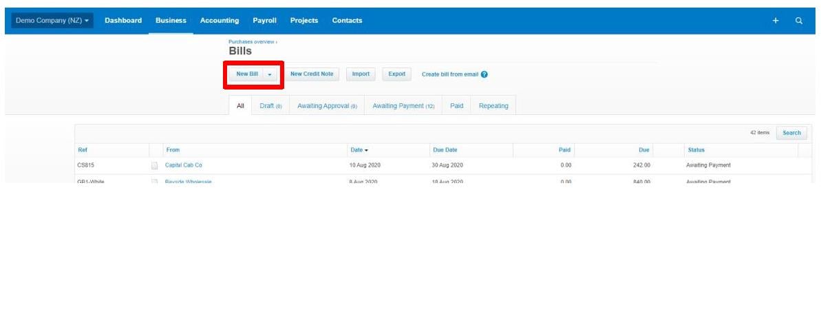 how-to-record-bills-in-xero-step-2